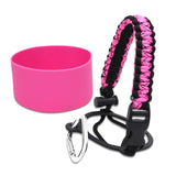 Maxbell Water Bottle Handle Protective Silicone Sleeve for Outdoor Activities Sports Deep Pink Small