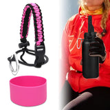 Maxbell Water Bottle Handle Protective Silicone Sleeve for Outdoor Activities Sports Deep Pink Small