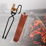 Maxbell Fireplace Tongs Fire Place Picnic Heat Insulation Outdoor Fire Tongs clip leather case