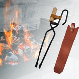 Maxbell Fireplace Tongs Fire Place Picnic Heat Insulation Outdoor Fire Tongs clip leather case