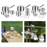 Maxbell Cooking Pot Camping Equipment Accessories Stackable Portable for Picnic 6pcs
