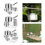 Maxbell Cooking Pot Camping Equipment Accessories Stackable Portable for Picnic 6pcs