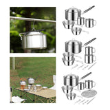 Maxbell Cooking Pot Camping Equipment Accessories Stackable Portable for Picnic 6pcs