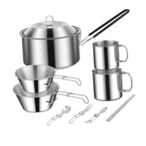 Maxbell Cooking Pot Camping Equipment Accessories Stackable Portable for Picnic 10pcs