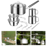 Maxbell Cooking Pot Camping Equipment Accessories Stackable Portable for Picnic 10pcs
