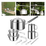 Maxbell Cooking Pot Camping Equipment Accessories Stackable Portable for Picnic 10pcs