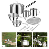 Maxbell Cooking Pot Camping Equipment Accessories Stackable Portable for Picnic 12pcs