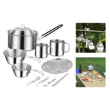 Maxbell Cooking Pot Camping Equipment Accessories Stackable Portable for Picnic 12pcs