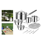 Maxbell Cooking Pot Camping Equipment Accessories Stackable Portable for Picnic 12pcs