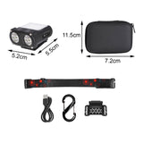 Maxbell Mini LED Headlamp Flashlight Body Sensor Lightweight with Head Strap Bright Black