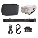 Maxbell Mini LED Headlamp Flashlight Body Sensor Lightweight with Head Strap Bright Khaki