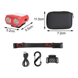 Maxbell Mini LED Headlamp Flashlight Body Sensor Lightweight with Head Strap Bright Red