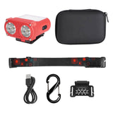 Maxbell Mini LED Headlamp Flashlight Body Sensor Lightweight with Head Strap Bright Red