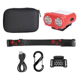 Maxbell Mini LED Headlamp Flashlight Body Sensor Lightweight with Head Strap Bright Red