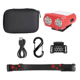 Maxbell Mini LED Headlamp Flashlight Body Sensor Lightweight with Head Strap Bright Red
