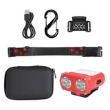 Maxbell Mini LED Headlamp Flashlight Body Sensor Lightweight with Head Strap Bright Red
