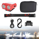 Maxbell Mini LED Headlamp Flashlight Body Sensor Lightweight with Head Strap Bright Red