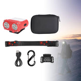 Maxbell Mini LED Headlamp Flashlight Body Sensor Lightweight with Head Strap Bright Red