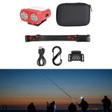Maxbell Mini LED Headlamp Flashlight Body Sensor Lightweight with Head Strap Bright Red