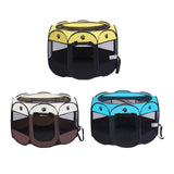 Maxbell Oxford Cloth Foldable Pet Playpen Zippered Mesh for Rabbit Kitten Cat Coffee Beige
