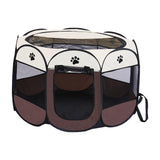 Maxbell Oxford Cloth Foldable Pet Playpen Zippered Mesh for Rabbit Kitten Cat Coffee Beige