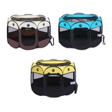 Maxbell Oxford Cloth Foldable Pet Playpen Zippered Mesh for Rabbit Kitten Cat Coffee Beige