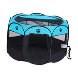Maxbell Oxford Cloth Foldable Pet Playpen Zippered Mesh for Rabbit Kitten Cat Blue Black