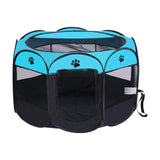 Maxbell Oxford Cloth Foldable Pet Playpen Zippered Mesh for Rabbit Kitten Cat Blue Black