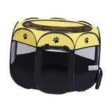 Maxbell Oxford Cloth Foldable Pet Playpen Zippered Mesh for Rabbit Kitten Cat Yellow Black