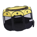 Maxbell Oxford Cloth Foldable Pet Playpen Zippered Mesh for Rabbit Kitten Cat Yellow Black