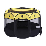Maxbell Oxford Cloth Foldable Pet Playpen Zippered Mesh for Rabbit Kitten Cat Yellow Black