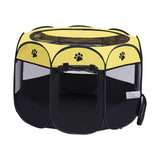 Maxbell Oxford Cloth Foldable Pet Playpen Zippered Mesh for Rabbit Kitten Cat Yellow Black