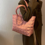 Maxbell Quilted Shoulder Bag Lightweight Handbag Soft for Daily Wear Work Dating Pink