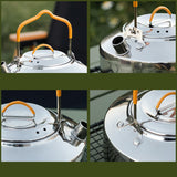 Maxbell Camping Kettle Teapot Cookware with Handle Outdoor Tea Coffee Pot for Hiking Argent