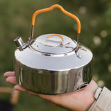 Maxbell Camping Kettle Teapot Cookware with Handle Outdoor Tea Coffee Pot for Hiking Argent