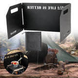 Maxbell Foldable Windshield Wind Protection W/ Carrying Bag for Backpacking Picnic 3 Plates Black