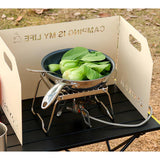 Maxbell Foldable Windshield Wind Protection W/ Carrying Bag for Backpacking Picnic 3 Plates White