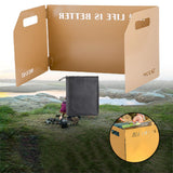 Maxbell Foldable Windshield Wind Protection W/ Carrying Bag for Backpacking Picnic 3 Plates Khaki