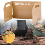 Maxbell Foldable Windshield Wind Protection W/ Carrying Bag for Backpacking Picnic 3 Plates Khaki