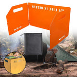 Maxbell Foldable Windshield Wind Protection W/ Carrying Bag for Backpacking Picnic 3 Plates Orange