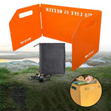 Maxbell Foldable Windshield Wind Protection W/ Carrying Bag for Backpacking Picnic 3 Plates Orange