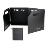 Maxbell Foldable Windshield Wind Protection W/ Carrying Bag for Backpacking Picnic 4 Plate Black