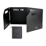 Maxbell Foldable Windshield Wind Protection W/ Carrying Bag for Backpacking Picnic 4 Plate Black