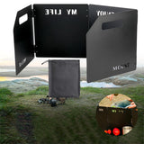 Maxbell Foldable Windshield Wind Protection W/ Carrying Bag for Backpacking Picnic 4 Plate Black
