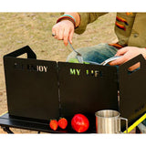 Maxbell Foldable Windshield Wind Protection W/ Carrying Bag for Backpacking Picnic 4 Plate Black