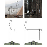 Maxbell Picnic Folding Lamp Pole with Stake Lantern Pole Iron Hanger Multifunctional 3 Pieces