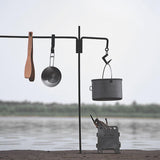 Maxbell Picnic Folding Lamp Pole with Stake Lantern Pole Iron Hanger Multifunctional 5 Pieces
