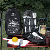 Maxbell Camping Utensils Storage Bag Elastic Straps for Cutlery Set Travel with Pattern Black