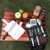 Maxbell Camping Utensils Storage Bag Elastic Straps for Cutlery Set Travel with Pattern Black