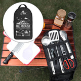 Maxbell Camping Utensils Storage Bag Elastic Straps for Cutlery Set Travel with Pattern Black